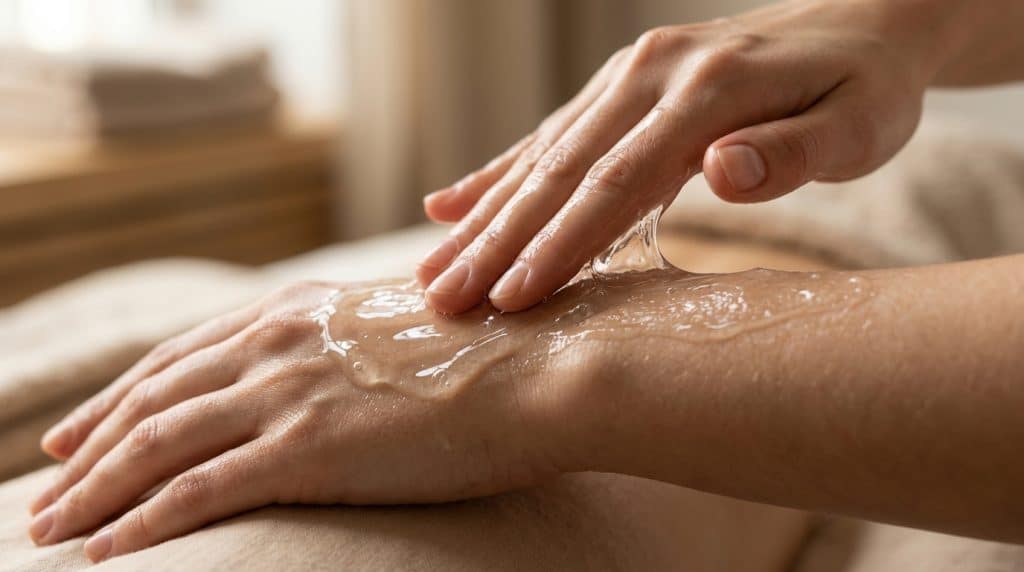 Textura deslizante del gel utilizado en el masaje Nuru